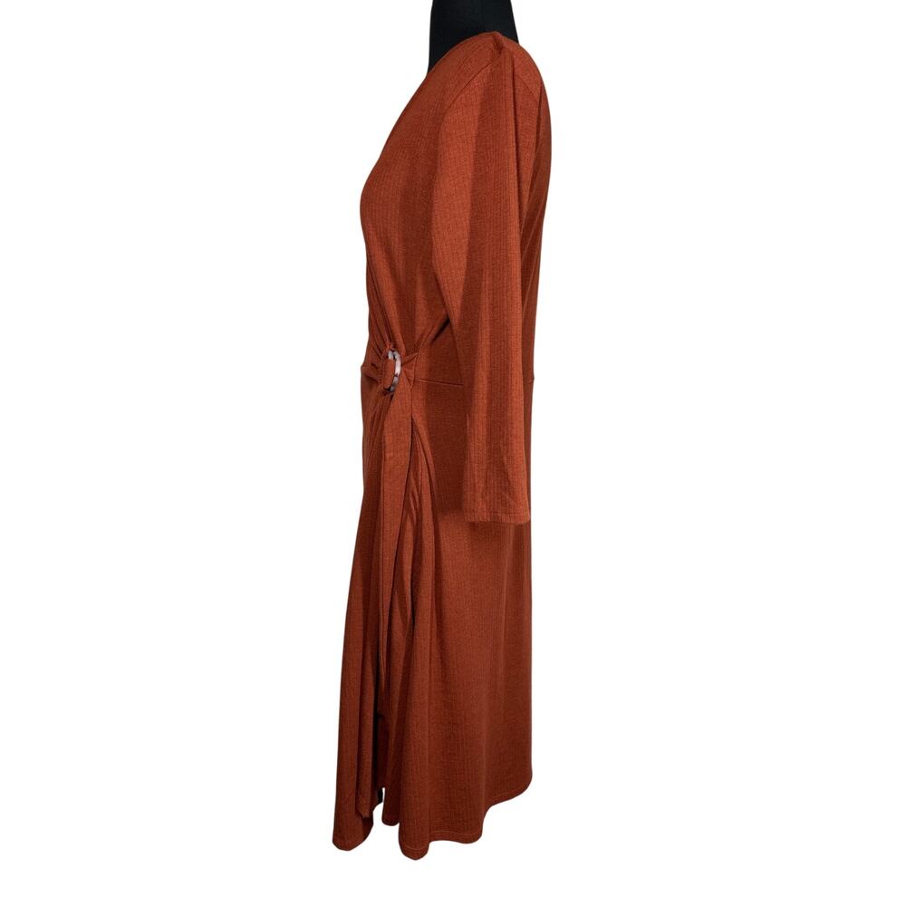 Soft Surroundings Damaria Wrap Midi Dress Rust Size L Comfy Minimalist Stretch - Picture 7 of 13